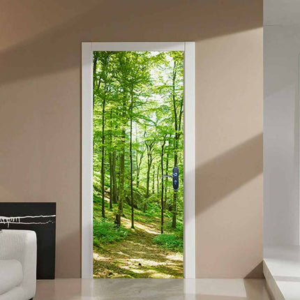 3D Landscape Door Wallpaper, Removable Adhesive Sticker for Door Cabinet Decor