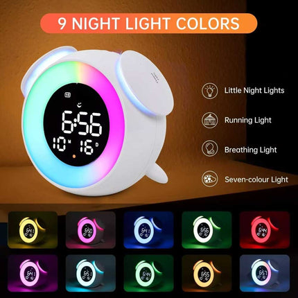 Alarm clock wake-up light with sunrise/sunset simulation, dual alarm clocks