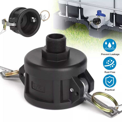 IBC Tote Tank Drain Camlock Adapter 2" to 3/4" Garden Hose Connector