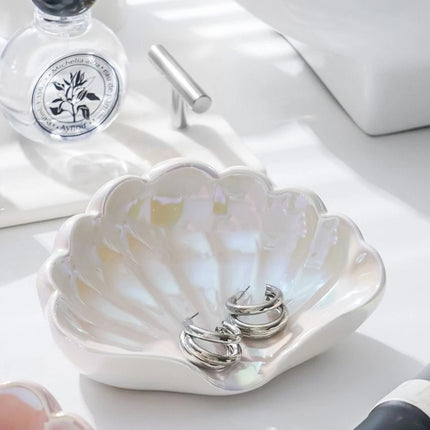Ceramic Seashell Soap Dish, Draining Non-Slip Soap Box Bathroom Accessory