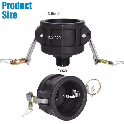 IBC Tote Tank Drain Camlock Adapter 2" to 3/4" Garden Hose Connector