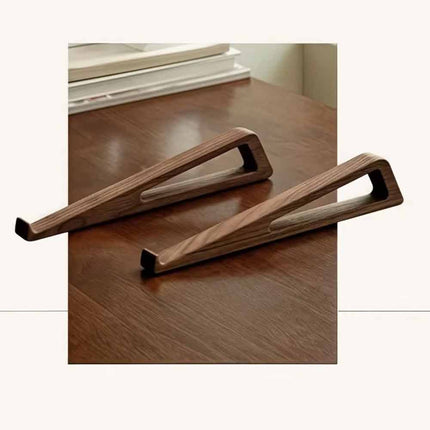 2x Portable Foldable Wooden Laptop Stand - Ergonomic 12° Adjustable Angle