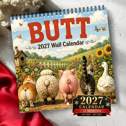 2027 Funny Animal Butts Wall‑Hanging Calendar, Hilarious Novelty Gag Gift