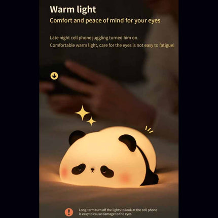 Panda Night Light for Kids Bedroom Cute Animal Silicone Nursery Night Lamp Touch