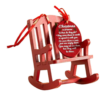 Christmas IN Heaven Memorial Ornament Hanging Mini Wood Rocking Chair+Tag