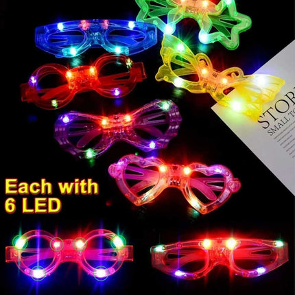 6X Random LED Light Up Sunglasses Glow in The Dark Party Supplies LED Glasses