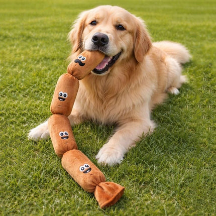 Cute Plush Sausage Squeaky Dog Toy, Bite Resistant Pet Chew Sound Toy