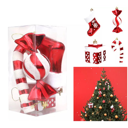 4Pcs Christmas Large Red & White Candy Hanging Pendant Ornaments Xmas Tree Decor