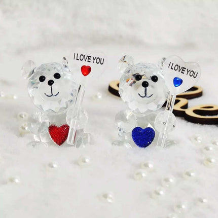 Crystal Bear Figurine with Love Sign Desktop Ornament