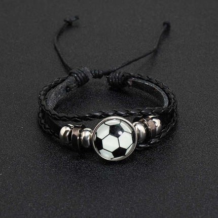 Luminous Football Fan Leather Bracelet Gift TO HIM Hand Rope Bracelet