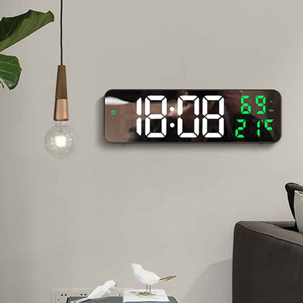 Led Digital Wall Clock Large Screen Time Temperature Humidity Display Clock