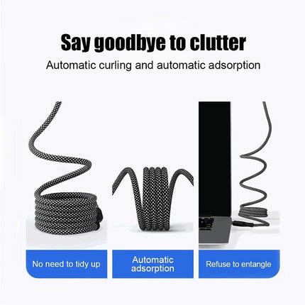 140W Magnetic USB-C to USB-C Cable 1M Fast Charging HyperLink Black Cord