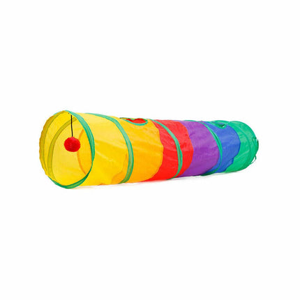 Kitten Playing Toy Pet Rabbit Play Fun Rainbow Peepholes Cat 2 Holes Dog Tunnel