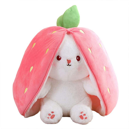 Cute Soft Strawberry Bunny Plush Toy 18cm Rabbit Stuffed Animal Hide-and-Seek Doll Gift