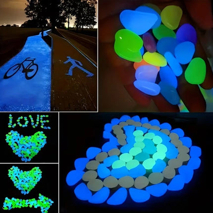 200PCS Glow In The Dark Pebbles, Luminous Garden Stones for Outdoor Yard Decor & Gift