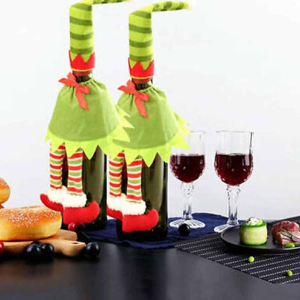 4 Pack Christmas Santa Hat Bottle Toppers, Wine Bottle Covers, Xmas Table Festive Decoration