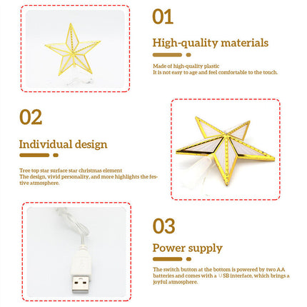 3D Christmas Tree Topper LED Glowing Star Light Projector Party Xmas Decor