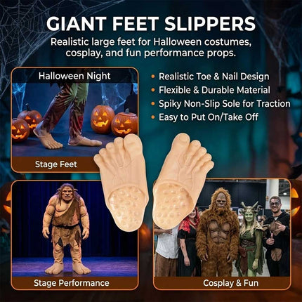 Giant Foot Slippers, Funny Costume Prop Slippers with Non-Slip Sole, One Size Universal Fit