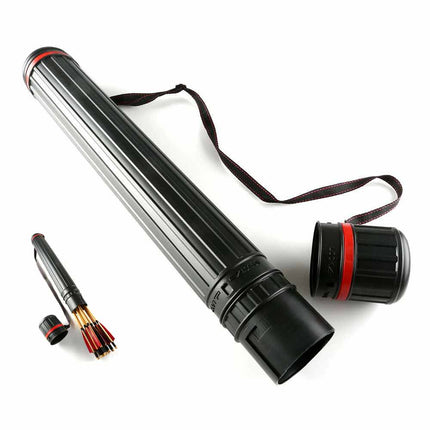 Extendable Telescopic Archery Arrow Back Shoulder Quiver Holder Tube w/ Strap