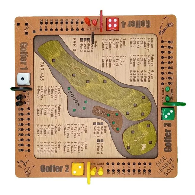 Wooden Mini Tabletop Dice Golf Game, Fun Challenging Desktop Family Strategy Board Game
