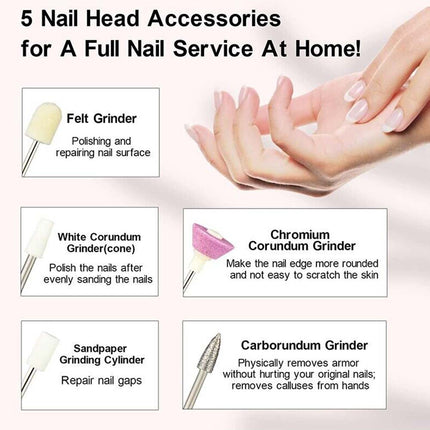 Rechargeable Electric Nail Drill File Kit, Portable Manicure Pedicure Machine