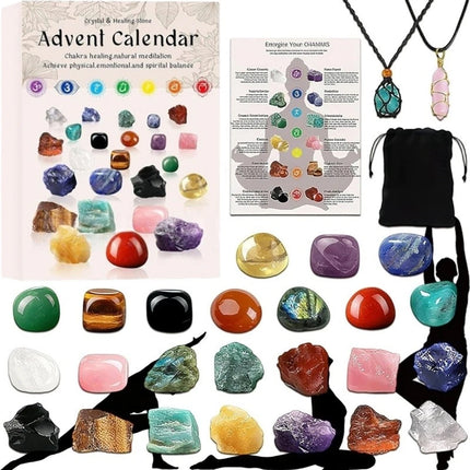 Christmas Crystal Advent Calendar 2025 - 24 Healing Crystals Mineral Countdown Gift Box