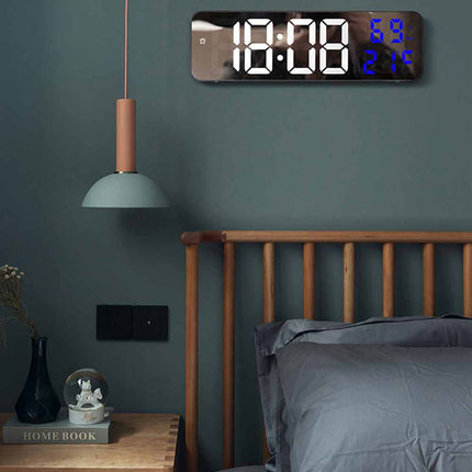 Led Digital Wall Clock Large Screen Time Temperature Humidity Display Clock