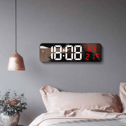 Led Digital Wall Clock Large Screen Time Temperature Humidity Display Clock