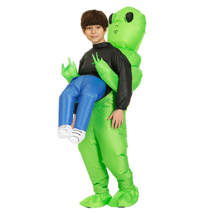 Halloween Green Scary  Alien Inflatable Costume Blow Up Party Dress Pump Gift