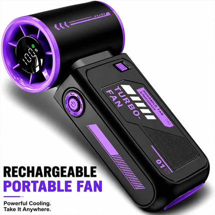 Handheld Turbo Cooling Fan USB Rechargeable 3600mAh Portable Fan Adjustable Airflow
