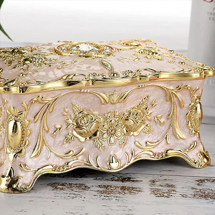 Vintage Alloy Jewellery Box, Trinket Organiser, Ring Necklace Storage Case, Gift Present