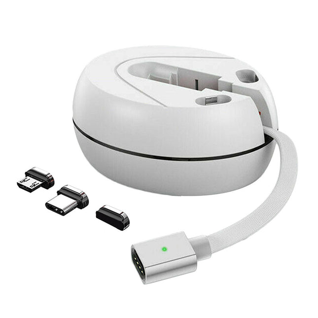 Magnetic 3 in 1 USB Cable Fast Charge for iPhone Samsung Retractable Cord 3A