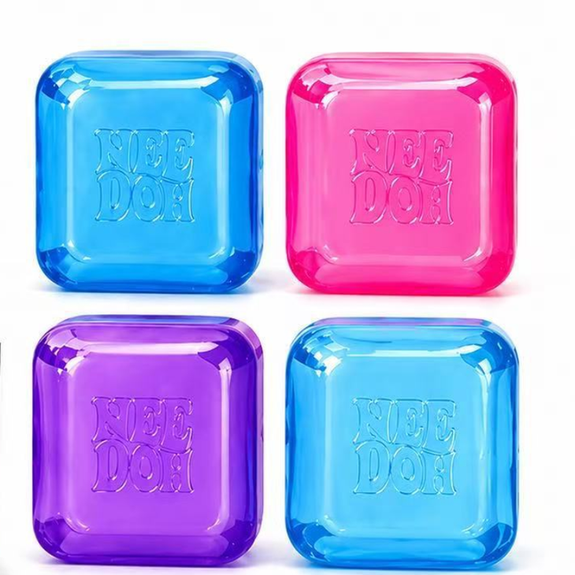 4 Pack Cube Squishy Fidget Toys - Assorted Colours
