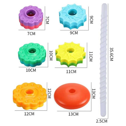 Rainbow Spinning Stacking Tower, Gear Assembly Toy