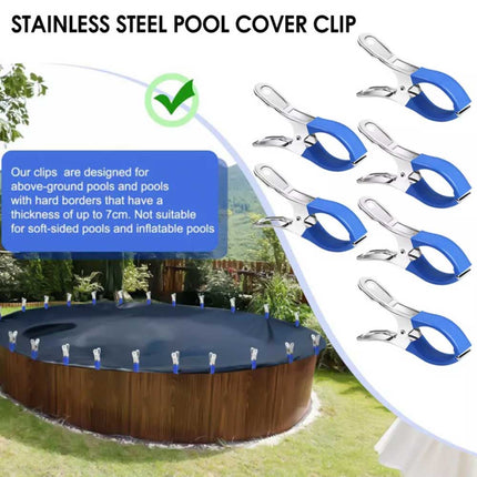 6Pcs 12CM Stainless Steel Pool Cover Clamps