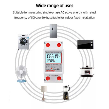 Digital KWH Electric Meter LCD Display 220V 230V Power Meter 50 60Hz for Indoor