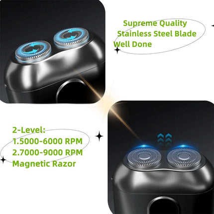 Portable Travel Shaver Rotary Razor for Beard Trimming Cordless Wet & Dry Use High Speed Performance