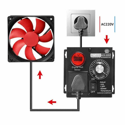 220V 4000W Variable Voltage Regulator Speed Motor Fan Control Controller UK Plug