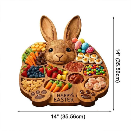 Easter Bunny Wooden Serving Platter, Ideal Gift, Easy to Clean, 14" X 14", Kitchen Essentials