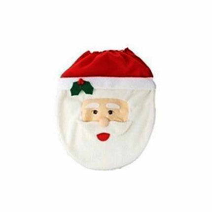 3PCS/set Christmas Decoration Santa Toilet Seat Cover Paper Rug Bathroom