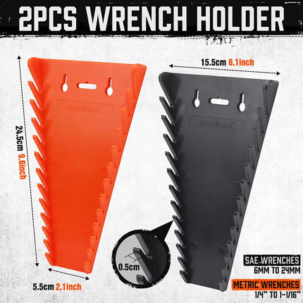 2-Pack Magnetic Wrench Organizer – Holds 24 Spanners – Tool Storage Rack for Workshop