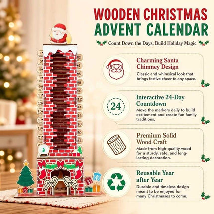 24 Day Xmas Countdown Santa Chimney Advent Calendar, Christmas Puzzle Toy Gift