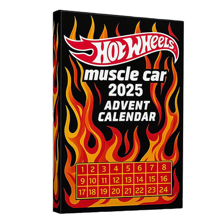 24-Day Advent Calendar 2025, Hot Wheels 2D Muscle Toy Cars