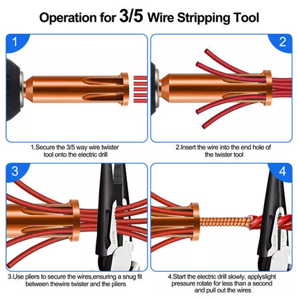3Pcs Wire Stripper & Twisting Tool with 1/4" Chuck
