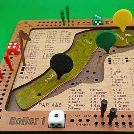 Wooden Mini Tabletop Dice Golf Game, Fun Challenging Desktop Family Strategy Board Game