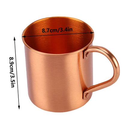 450ML Pure Copper Moscow Mule Mug, Gold Copper Drinking Cup for Coffee Beer Cocktail & Camping