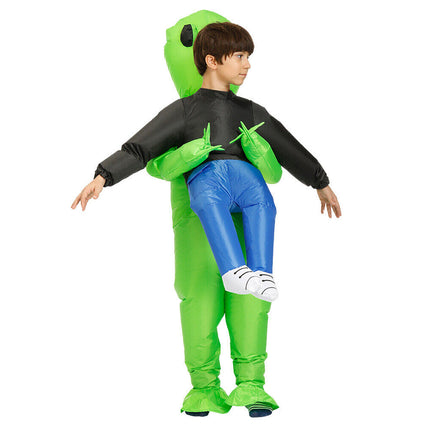 Halloween Green Scary  Alien Inflatable Costume Blow Up Party Dress Pump Gift