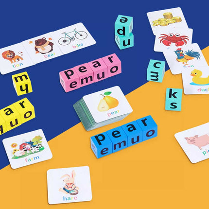 16Bricks Wooden Crossword Puzzles Montessori English Words Spelling Game Educational Toys
