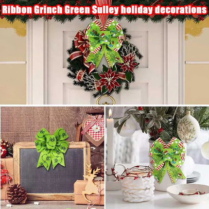 4pcs Grinchs Ribbon Wired 2.5In 4 Roll 20Yards Christmas Ribbon Wreaths Bows DIY