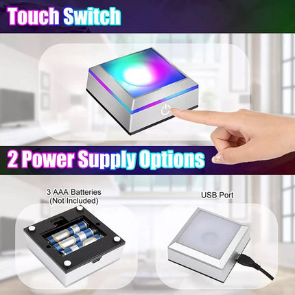 Square/Round 3D LED Light Base Display Stand Holder For Crystal Art Glass Base